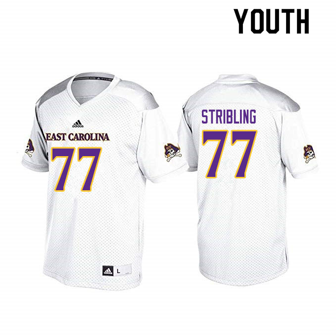 Youth #77 Walter Stribling ECU Pirates College Football Jerseys Sale-White - Click Image to Close